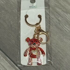 Mint Pink and Red Teddy Bear Bag Charm/key chain